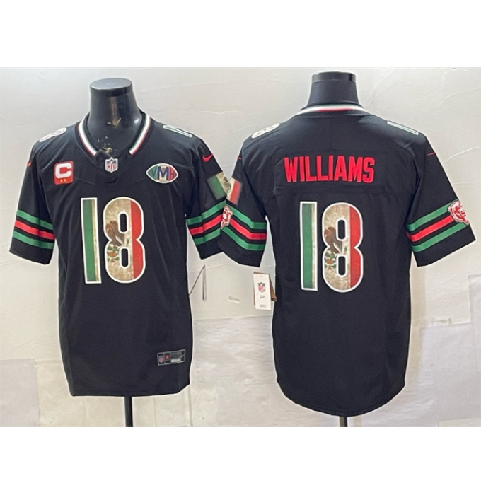 Men's Chicago Bears #18 Caleb Williams Black Mexico F.U.S.E. With 2-star C And VMH Throwback Stitched Football Jersey