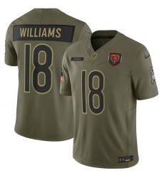Men's Chicago Bears #18 Caleb Williams Olive 2025 Salute to Service Limited Football Stitched Jersey