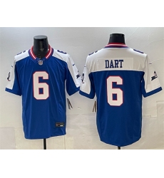Men's New York Giants #6 Jaxson Dart Royal White 2025 Draft F.U.S.E. State Patch Vapor Limited Stitched Football Jersey