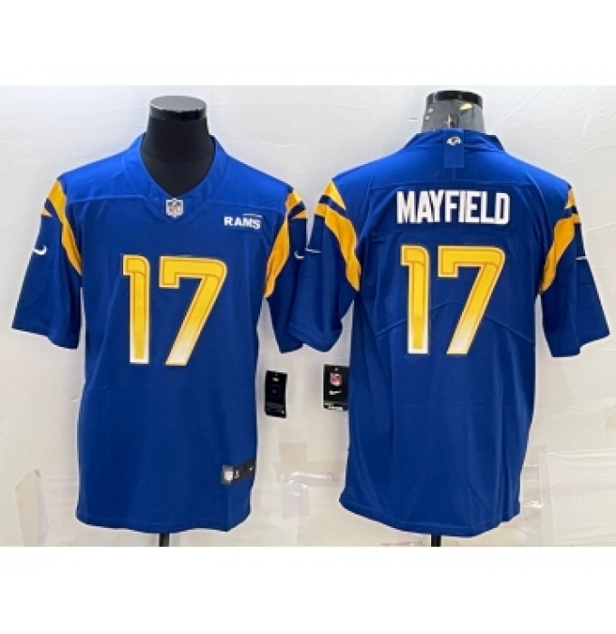 Men's Los Angeles Rams #17 Baker Mayfield 2022 Blue Vapor Untouchable Limited Stitched Jersey