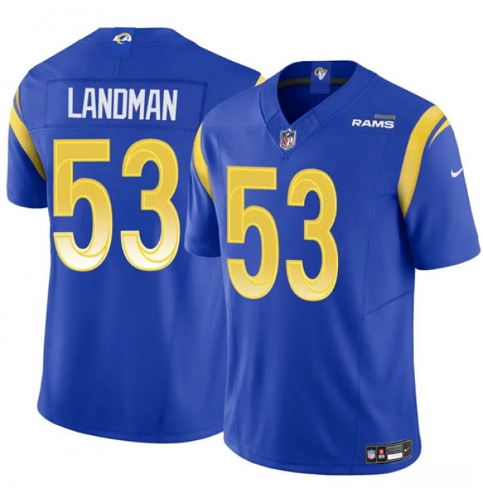 Men's Los Angeles Rams #53 Nate Landman Blue 2025 F.U.S.E. Vapor Untouchable Football Stitched Jersey