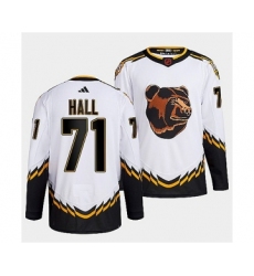 Men's Boston Bruins #71 Taylor Hall 2022 White Reverse Retro Stitched Jersey