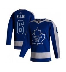 Men's Toronto Maple Leafs #6 Ron Ellis 2021 Reverse Retro Blue Special Edition Authentic Jersey