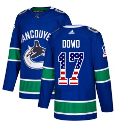 Men's Adidas Vancouver Canucks #17 Nic Dowd Authentic Blue USA Flag Fashion NHL Jersey