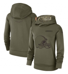 Women's Cleveland Browns Nike Olive Salute to Service Sideline Therma Performance Pullover Hoodie