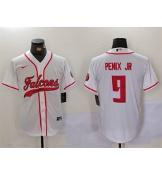 Men's Atlanta Falcons #9 Michael Penix Jr. White With Cool Base Stitched Baseball Jersey