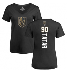 NHL Women's Adidas Vegas Golden Knights #90 Tomas Tatar Black Backer Slim Fit V-Neck T-Shirt