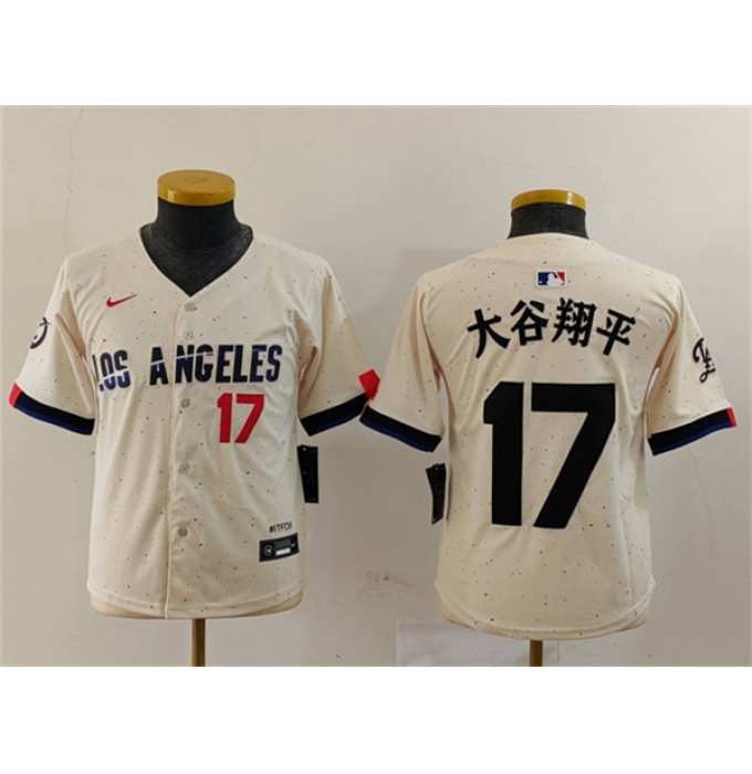 Women's Los Angeles Dodgers #17 大谷翔平 Cream With Patch Stitched Jersey(Run Small)