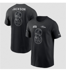 Men's Baltimore Ravens #8 Lamar Jackson Black 2026 Salute to Service Name & Number T-Shirt