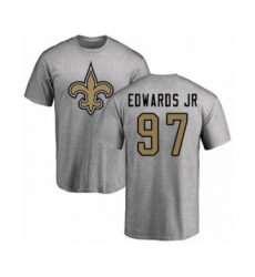 Football New Orleans Saints #97 Mario Edwards Jr Ash Name & Number Logo T-Shirt