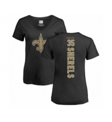 Football Women's New Orleans Saints #35 Marcus Sherels Black Backer Slim Fit T-Shirt