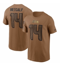 Men's Seattle Seahawks #14 DK Metcalf 2023 Brown Salute To Service T Shirt