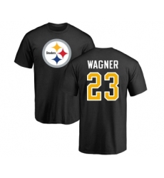 Football Pittsburgh Steelers #23 Mike Wagner Black Name & Number Logo T-Shirt