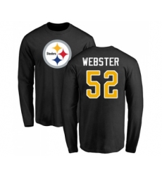 Football Pittsburgh Steelers #52 Mike Webster Black Name & Number Logo Long Sleeve T-Shirt