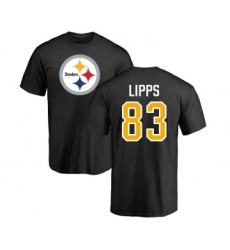 Football Pittsburgh Steelers #83 Louis Lipps Black Name & Number Logo T-Shirt