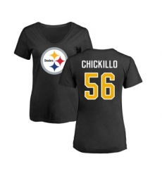 Football Women's Pittsburgh Steelers #56 Anthony Chickillo Black Name & Number Logo Slim Fit T-Shirt