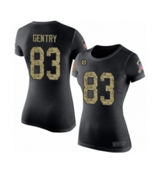 Women's Pittsburgh Steelers #83 Zach Gentry Black Name & Number Logo Slim Fit T-Shirt