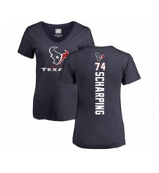 Football Women's Houston Texans #74 Max Scharping Navy Blue Backer T-Shirt