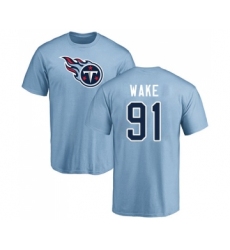 Football Tennessee Titans #91 Cameron Wake Light Blue Name & Number Logo T-Shirt