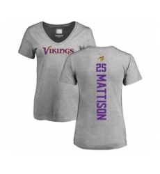 Football Women's Minnesota Vikings #25 Alexander Mattison Ash Backer V-Neck T-Shirt