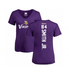 Football Women's Minnesota Vikings #84 Irv Smith Jr. Purple Backer Slim Fit T-Shirt