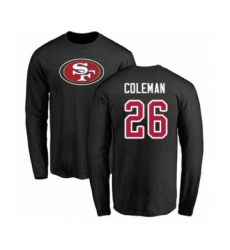 Football San Francisco 49ers #26 Tevin Coleman Black Name & Number Logo Long Sleeve T-Shir