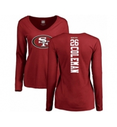 Football Women's San Francisco 49ers #26 Tevin Coleman Red Backer Long Sleeve T-Shirt