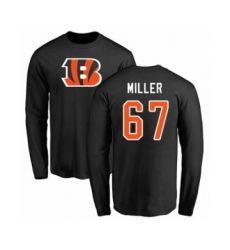 Football Cincinnati Bengals #67 John Miller Black Name & Number Logo Long Sleeve T-Shirt