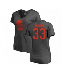 Football Women's Cleveland Browns #33 Sheldrick Redwine Ash One Color T-Shirt