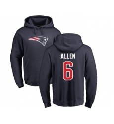 Football New England Patriots #6 Ryan Allen Navy Blue Name & Number Logo Pullover Hoodie