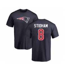 Football New England Patriots #8 Jarrett Stidham Navy Blue Name & Number Logo T-Shirt