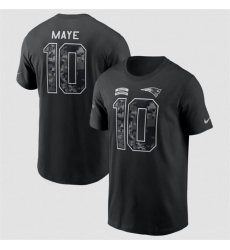 Men's New England Patriots #10 Drake Maye Black 2026 Salute to Service Name & Number T-Shirt