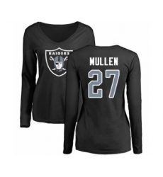 Football Women's Oakland Raiders #27 Trayvon Mullen Black Name & Number Logo Long Sleeve T-Shirt