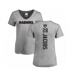Football Women's Oakland Raiders #28 Josh Jacobs Ash Backer T-Shirt