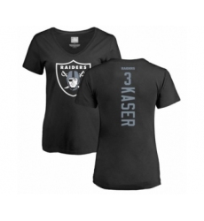 Football Women's Oakland Raiders #3 Drew Kaser Black Backer T-Shirt