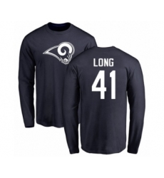 Football Los Angeles Rams #41 David Long Navy Blue Name & Number Logo Long Sleeve T-Shirt