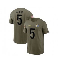 Men's Los Angeles Rams #5 Jalen Ramsey 2022 Olive Salute to Service T-Shirt