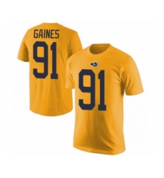 Men's Los Angeles Rams #91 Greg Gaines Gold Rush Pride Name & Number T-Shirt