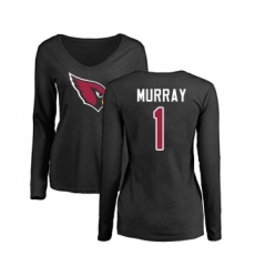 Football Women's Arizona Cardinals #1 Kyler Murray Black Name & Number Logo Long Sleeve T-Shirt