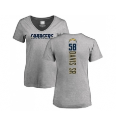 Football Women's Los Angeles Chargers #58 Thomas Davis Sr Ash Backer T-Shirt