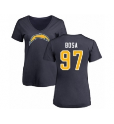 Football Women's Los Angeles Chargers #97 Joey Bosa Navy Blue Name & Number Logo T-Shirt