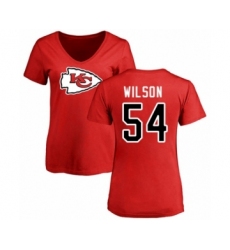 Football Women's Kansas City Chiefs #54 Damien Wilson Red Name & Number Logo Slim Fit T-Shirt