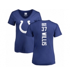 Football Women's Indianapolis Colts #37 Khari Willis Royal Blue Name & Number Logo Long Sleeve T-Shirt