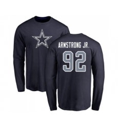 Football Dallas Cowboys #92 Dorance Armstrong Jr. Navy Blue Name & Number Logo Long Sleeve T-Shirt