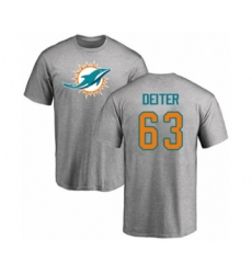 Football Miami Dolphins #63 Michael Deiter Ash Name & Number Logo T-Shirt