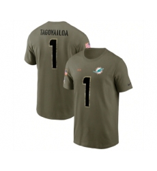 Men's Miami Dolphins #1 Tua Tagovailoa 2022 Olive Salute to Service T-Shirt
