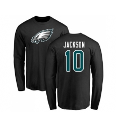 Philadelphia Eagles #10 DeSean Jackson Black Name & Number Logo Long Sleeve T-Shirt