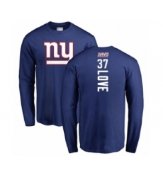 Football New York Giants #37 Julian Love Royal Blue Backer Long Sleeve T-Shirt