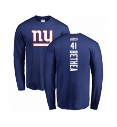 Football New York Giants #41 Antoine Bethea Royal Blue Backer Long Sleeve T-Shirt
