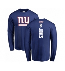 Football New York Giants #8 Daniel Jones Royal Blue Backer Long Sleeve T-Shirt